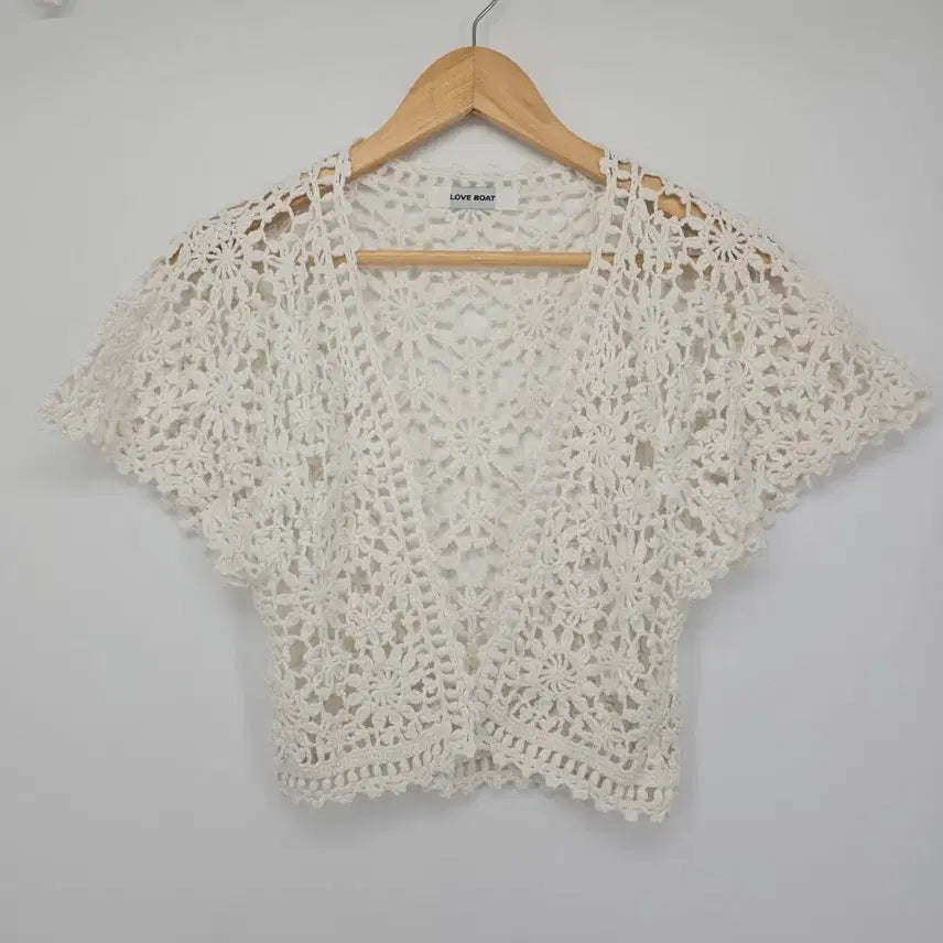 [SOLD OUT] 일본 빈티지 LOVE BOAT 아이보리 크로셰 가디건 [B20585]