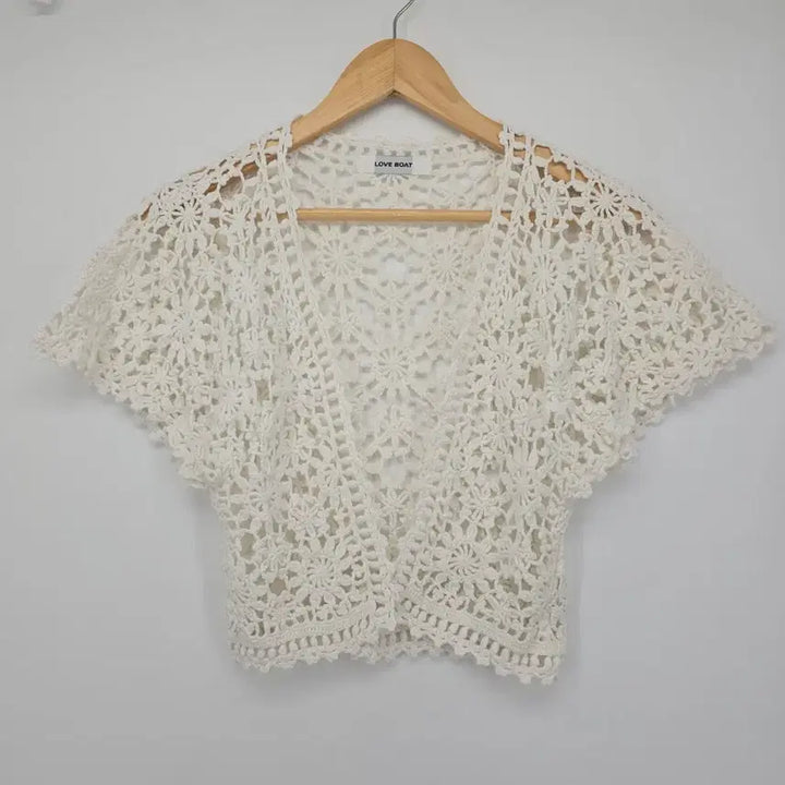[SOLD OUT] 일본 빈티지 LOVE BOAT 아이보리 크로셰 가디건 [B20585]
