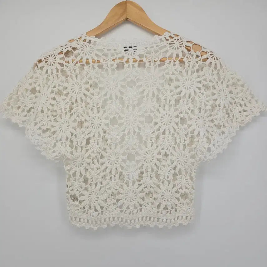 [SOLD OUT] 일본 빈티지 LOVE BOAT 아이보리 크로셰 가디건 [B20585]