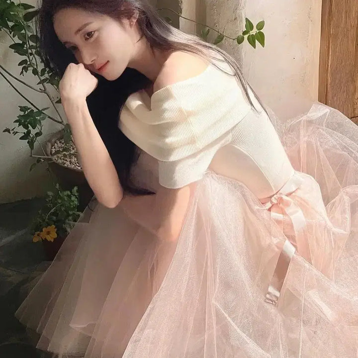 [BUNJANG] Milkcocoa Pink Banding Chiffon Skirt / 밀크코코아 핑크 밴딩 샤 스커트 새상품