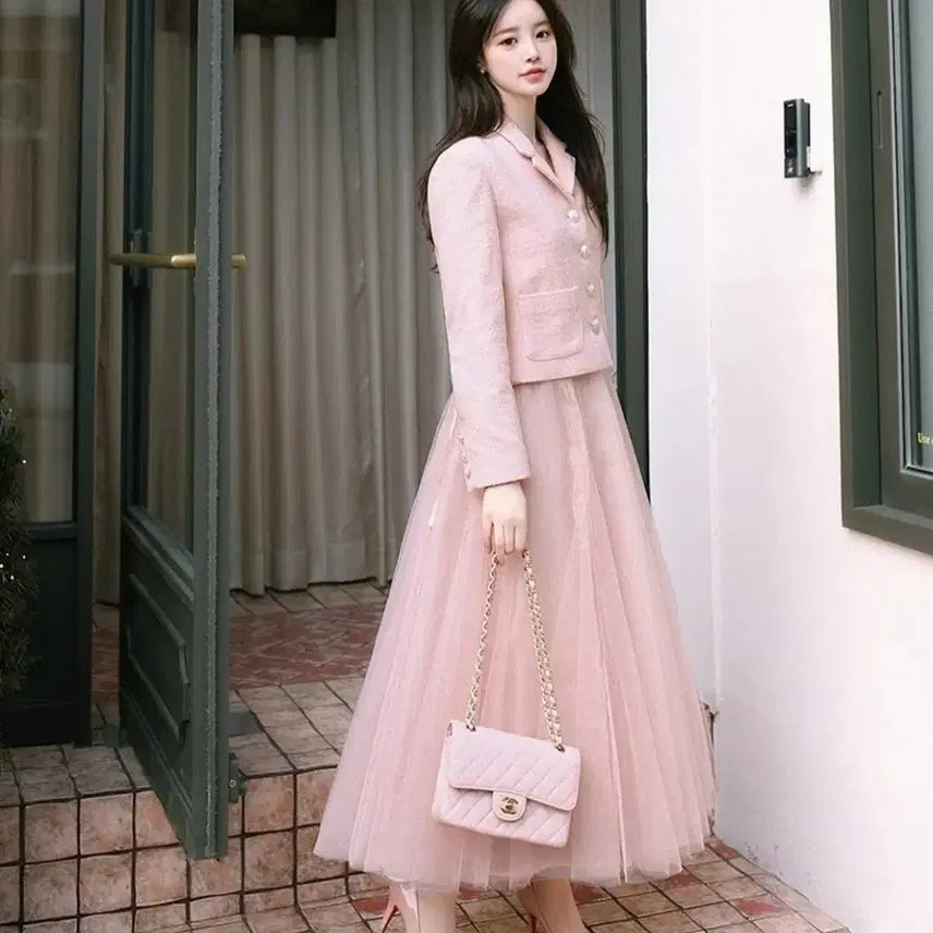 [BUNJANG] Milkcocoa Pink Banding Chiffon Skirt / 밀크코코아 핑크 밴딩 샤 스커트 새상품