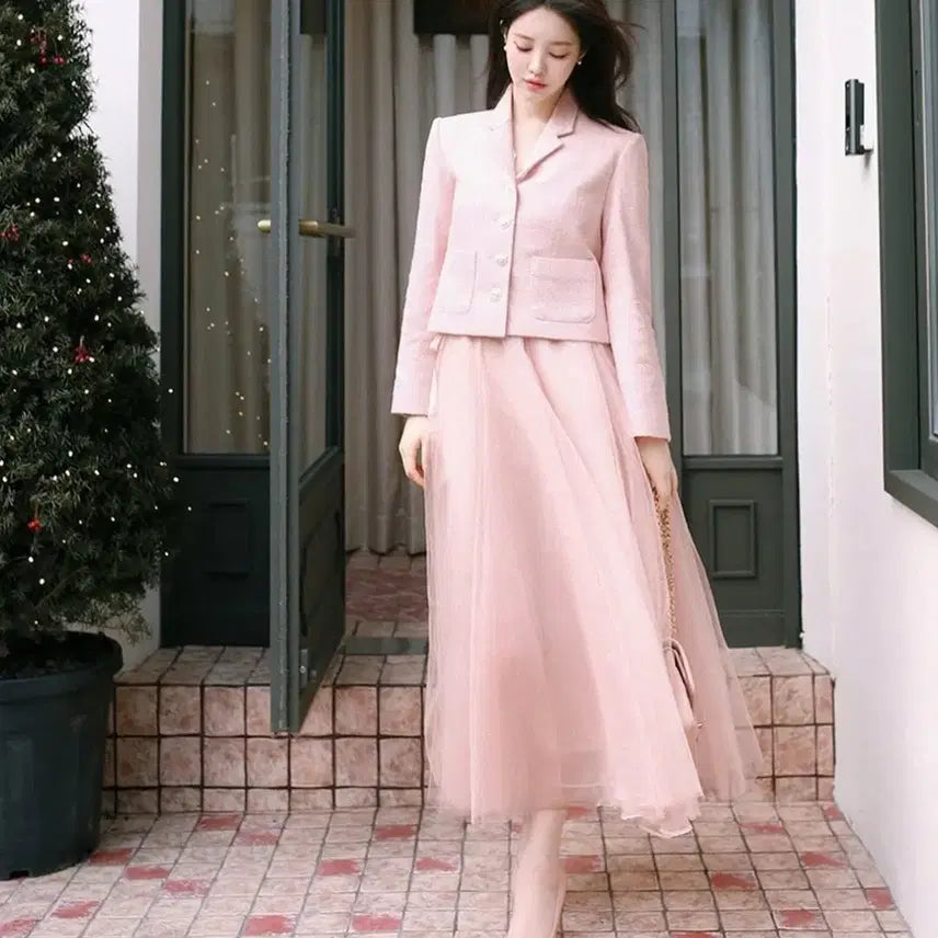 [BUNJANG] Milkcocoa Pink Banding Chiffon Skirt / 밀크코코아 핑크 밴딩 샤 스커트 새상품
