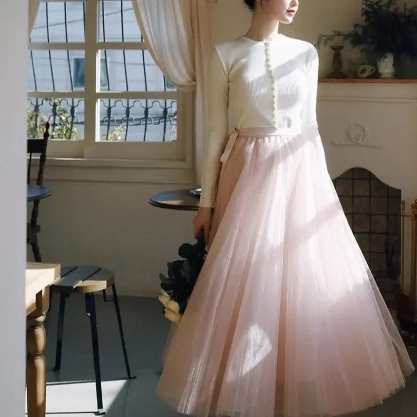 [BUNJANG] Milkcocoa Pink Banding Chiffon Skirt / 밀크코코아 핑크 밴딩 샤 스커트 새상품