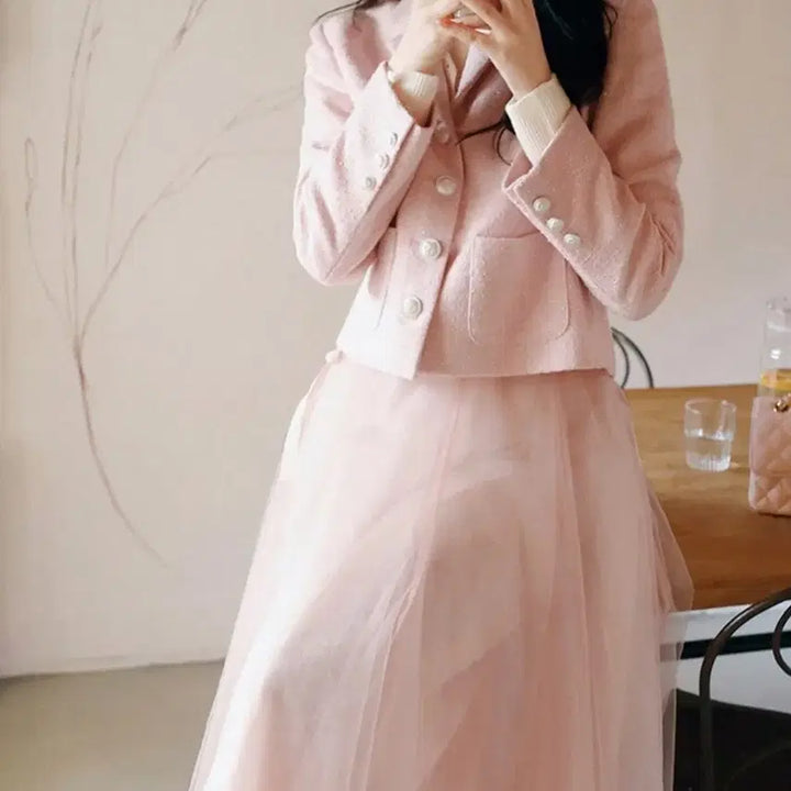 [BUNJANG] Milkcocoa Pink Banding Chiffon Skirt / 밀크코코아 핑크 밴딩 샤 스커트 새상품