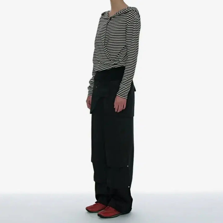 [BUNJANG] Partimento Women 2-Way Belted Layered Parachute Pants Black / [새상품] 파르티멘토 우먼 2WAY 벨티드 레이어드 파라슈트 팬츠_블랙