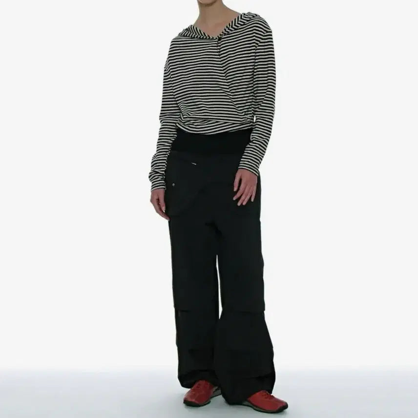 [BUNJANG] Partimento Women 2-Way Belted Layered Parachute Pants Black / [새상품] 파르티멘토 우먼 2WAY 벨티드 레이어드 파라슈트 팬츠_블랙