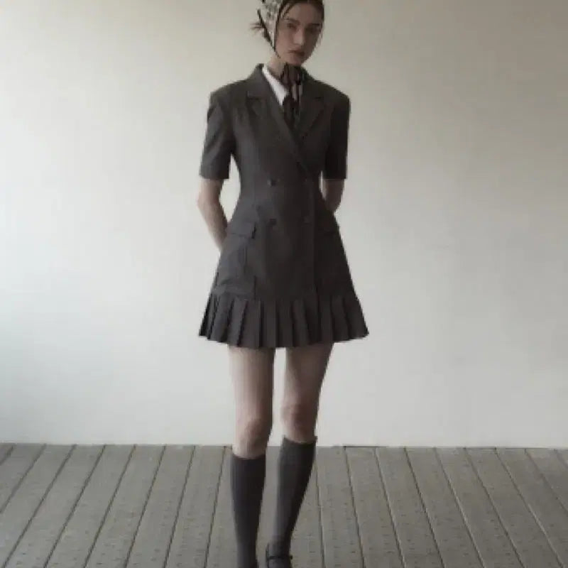 [BUNJANG] Mausoleum Half Sleeve Suit Jacket Dress - Gray S / 마우솔레움 half sleeve suit jacket dress - s