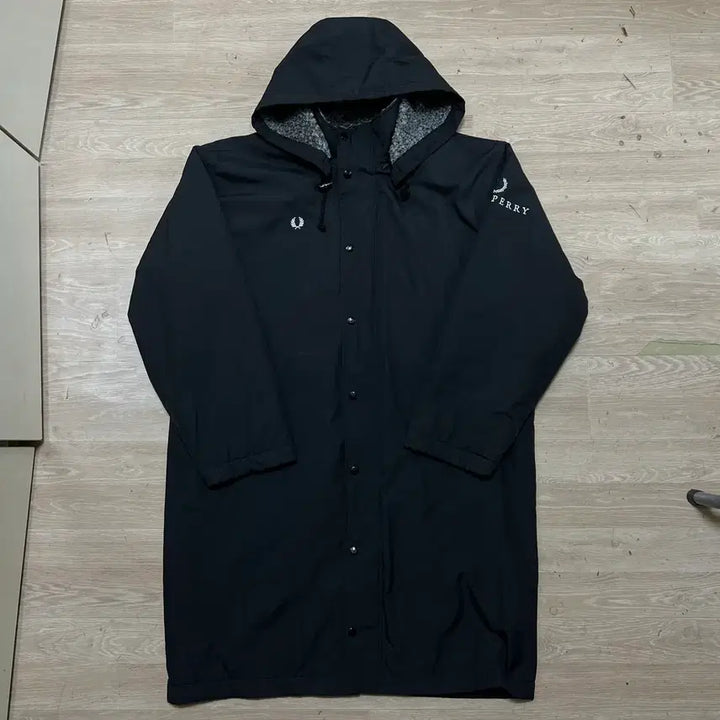 [BUNJANG] Fred Perry Inner Fleece Lined Hooded Long Windbreaker Parka Black M / 프레드페리 이너플리스 안감 후드 롱 바람막이 파카 [블랙] M/95