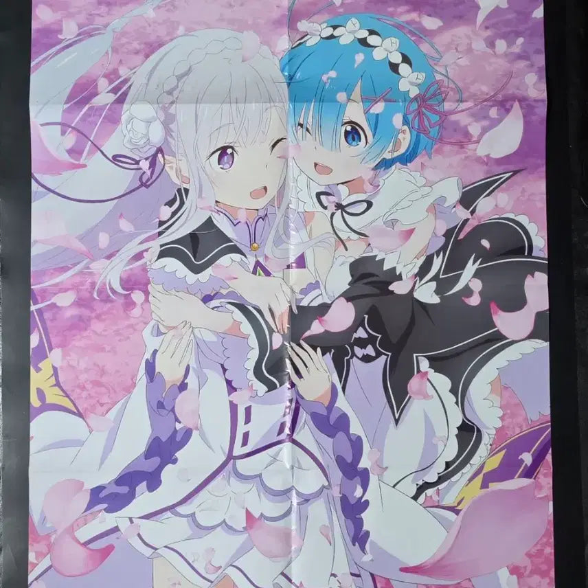 [BUNJANG] Re:Zero Emilia &amp; Rem 2018 Newtype Supplement Poster - Double-Sided Bungo Stray Dogs Dead Apple / [포스터/굿즈] 리제로 에밀리아 렘 2018 뉴타입 부록 문스독 데드애플