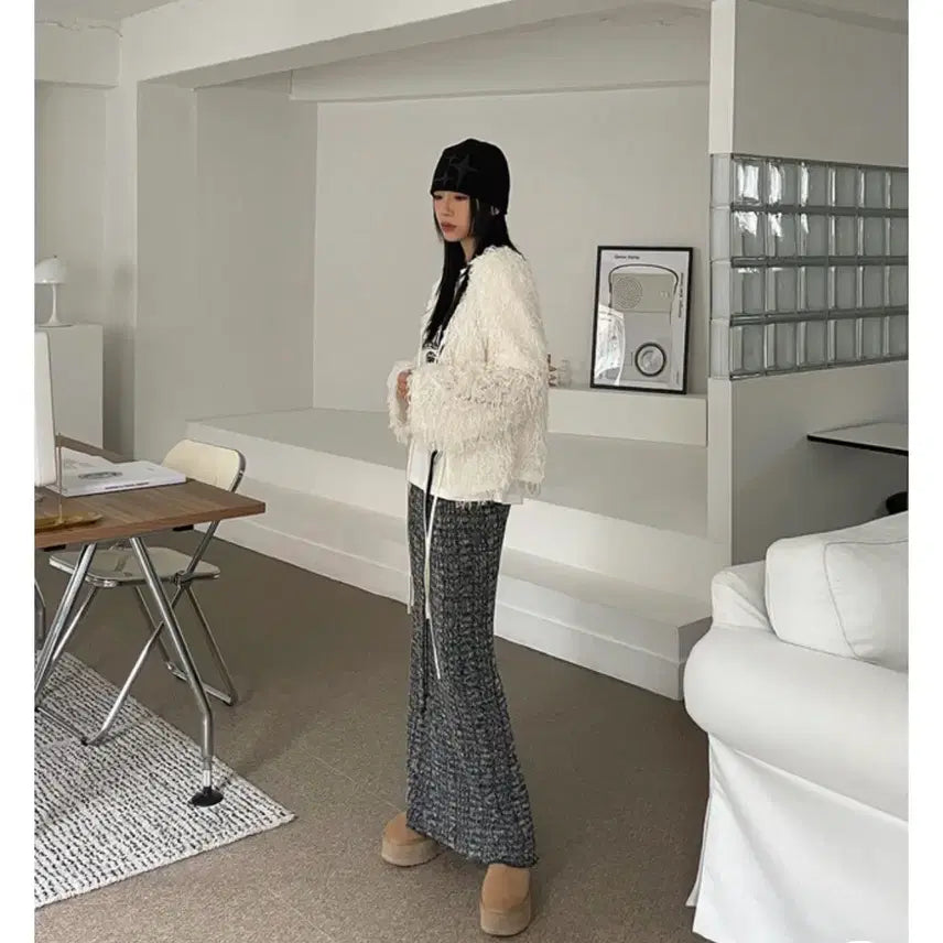 [BUNJANG] Moremoment Knit Long Skirt (Charcoal) / 모어모먼트 니트 롱 스커트 (차콜)