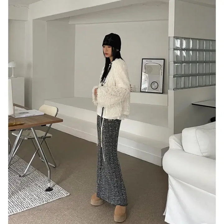 [BUNJANG] Moremoment Knit Long Skirt (Charcoal) / 모어모먼트 니트 롱 스커트 (차콜)