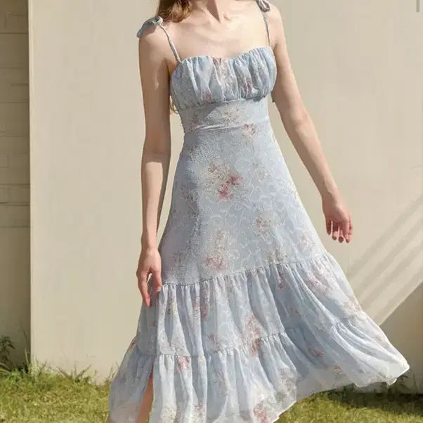 [SOLD OUT] 벨로디네라 Daphne flower dress Sky Blue 원피스