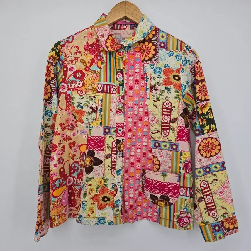 [BUNJANG] R. ROME Patchwork Floral Pattern Shirt Jacket / 패치워크 플라워 패턴 셔츠 자켓 [B20596]