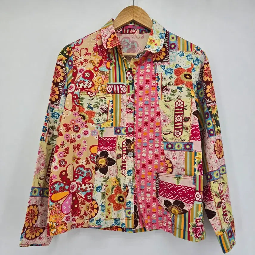 [BUNJANG] R. ROME Patchwork Floral Pattern Shirt Jacket / 패치워크 플라워 패턴 셔츠 자켓 [B20596]
