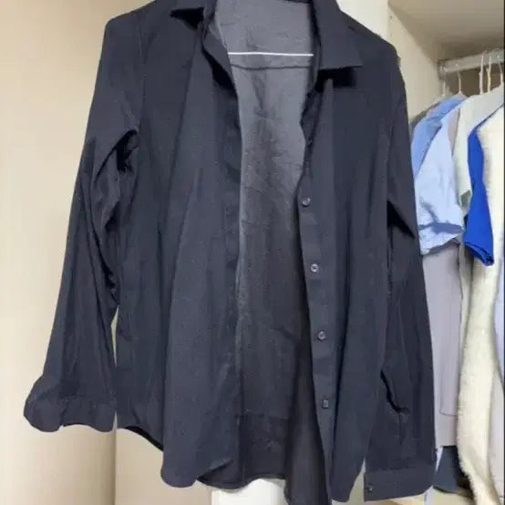 [BUNJANG] 66Girls Navy Polyester Shirt Free Size / 육육걸즈 66걸즈 네이비 셔츠 Free