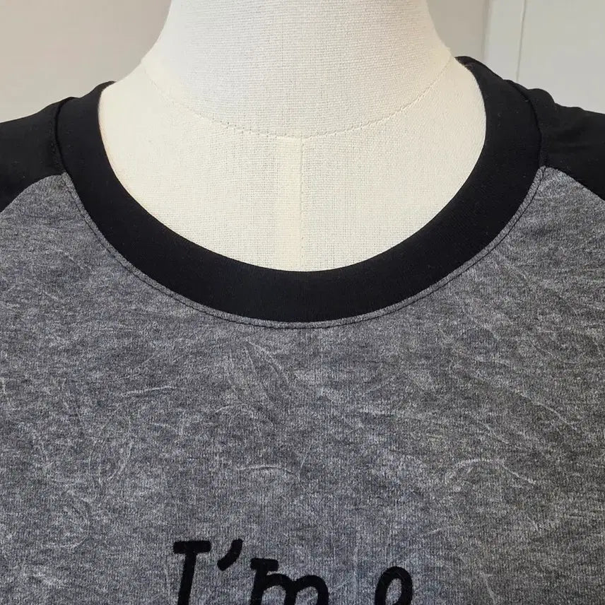 [BUNJANG] Gray/Black Long Sleeve Printing T-Shirt / 회색/검정 롱 슬리브 프린팅 티셔츠