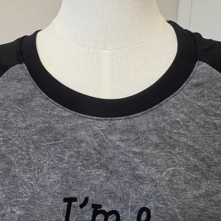 [BUNJANG] Gray/Black Long Sleeve Printing T-Shirt / 회색/검정 롱 슬리브 프린팅 티셔츠