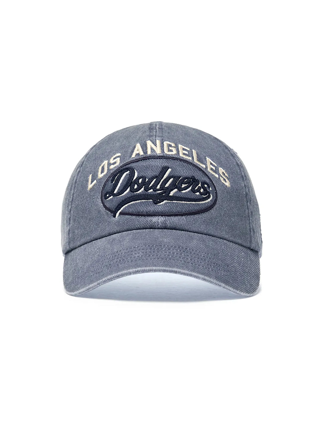 ** [Pre-Order] AESPA - Wearing KARINA Varsity Vintage Cursive Stitch Unstruck Ball CapLA (Indigo)