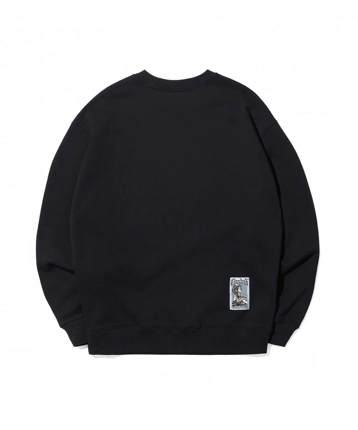**QWER -Chodan Vintage Graphic Sweatshirt_Black