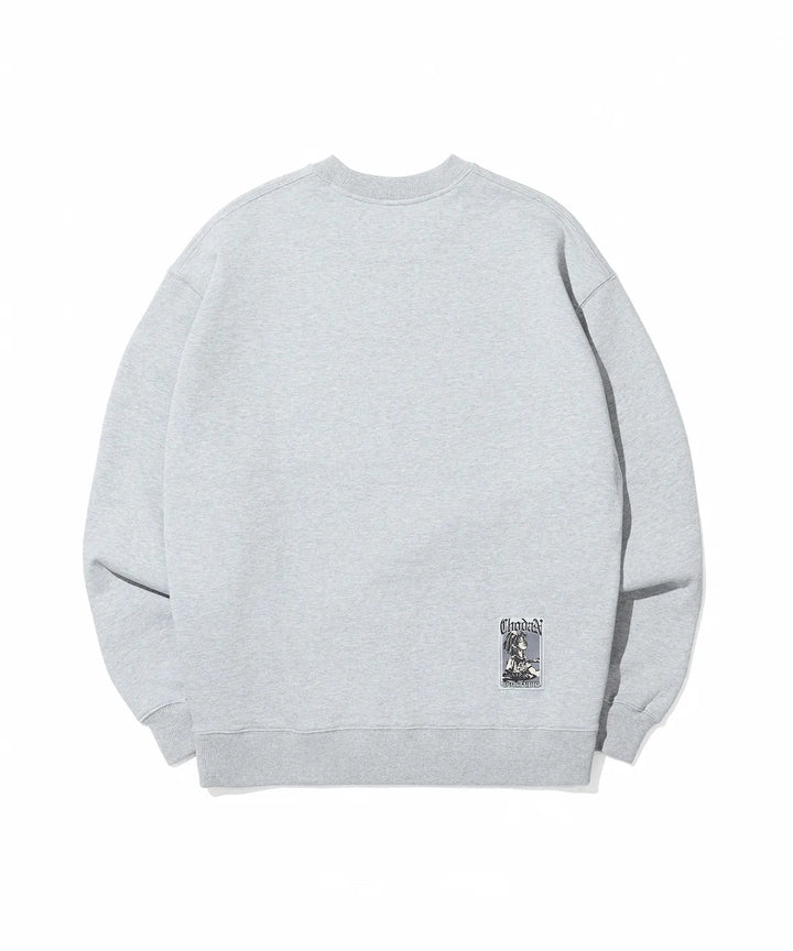 **QWER -Chodan Vintage Graphic Sweatshirt_Gray