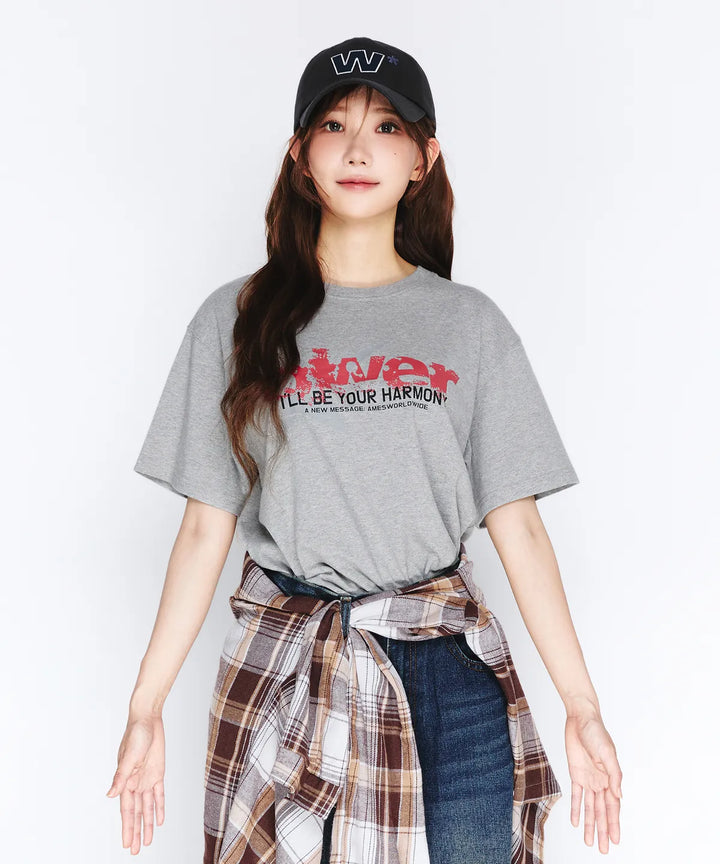 **QWER -Ames-Worldwide QWER VINTAGE STAR TEE GREY