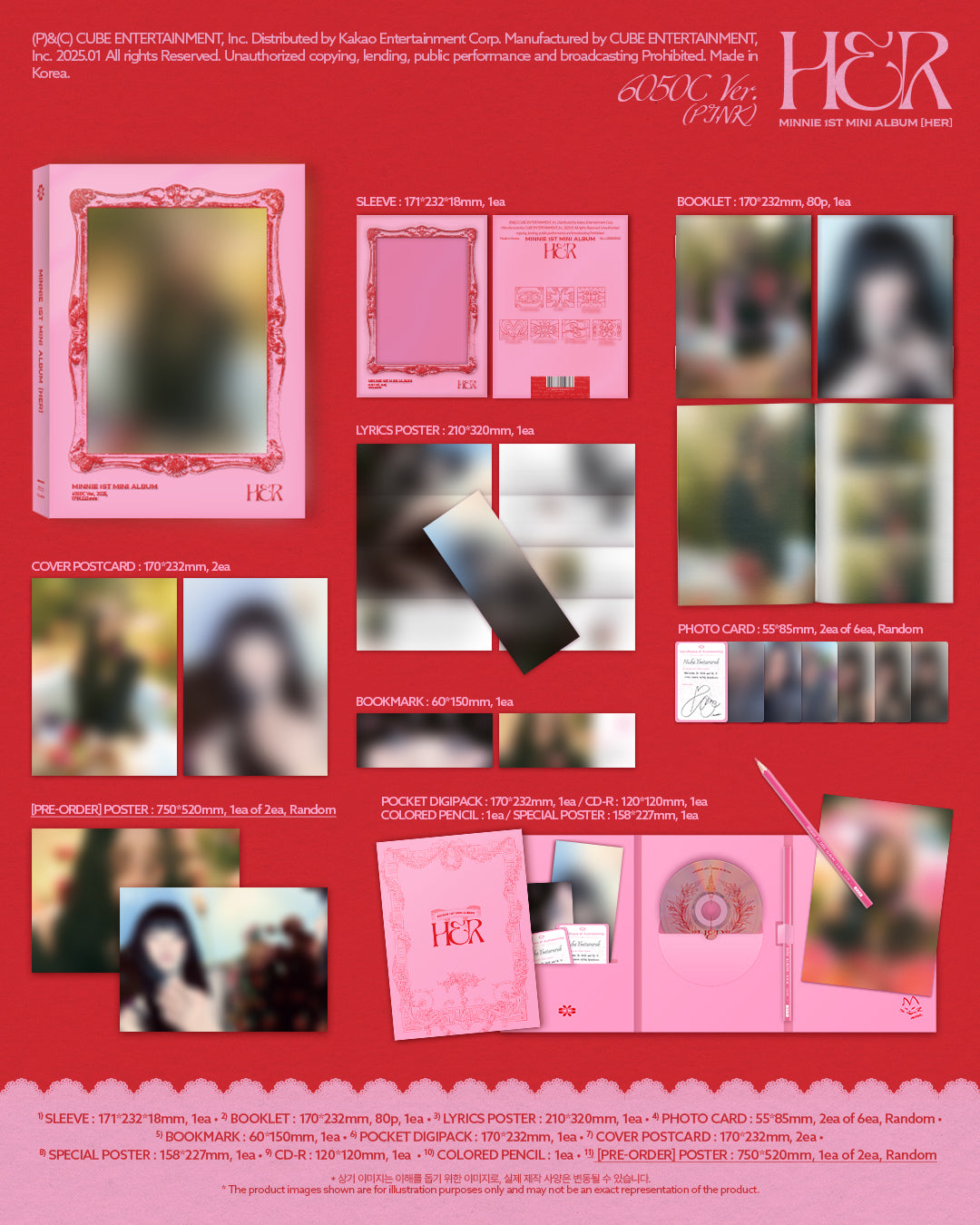 [B2B] MINNIE (G)I-DLE - 1st Mini Album [HER] (Red Ver.) / (쇼핑몰)민니 ((여자)아이들) - 미니 1집 [HER] 레드버전 2035c