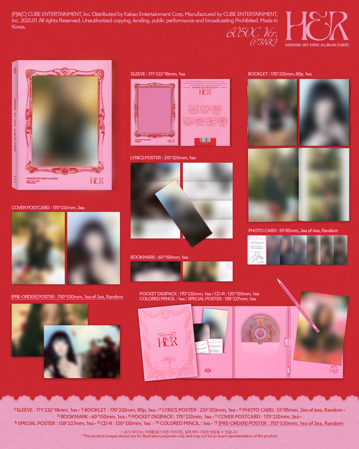 [B2B] MINNIE (G)I-DLE - 1st Mini Album [HER] (Red Ver.) / (쇼핑몰)민니 ((여자)아이들) - 미니 1집 [HER] 레드버전 2035c