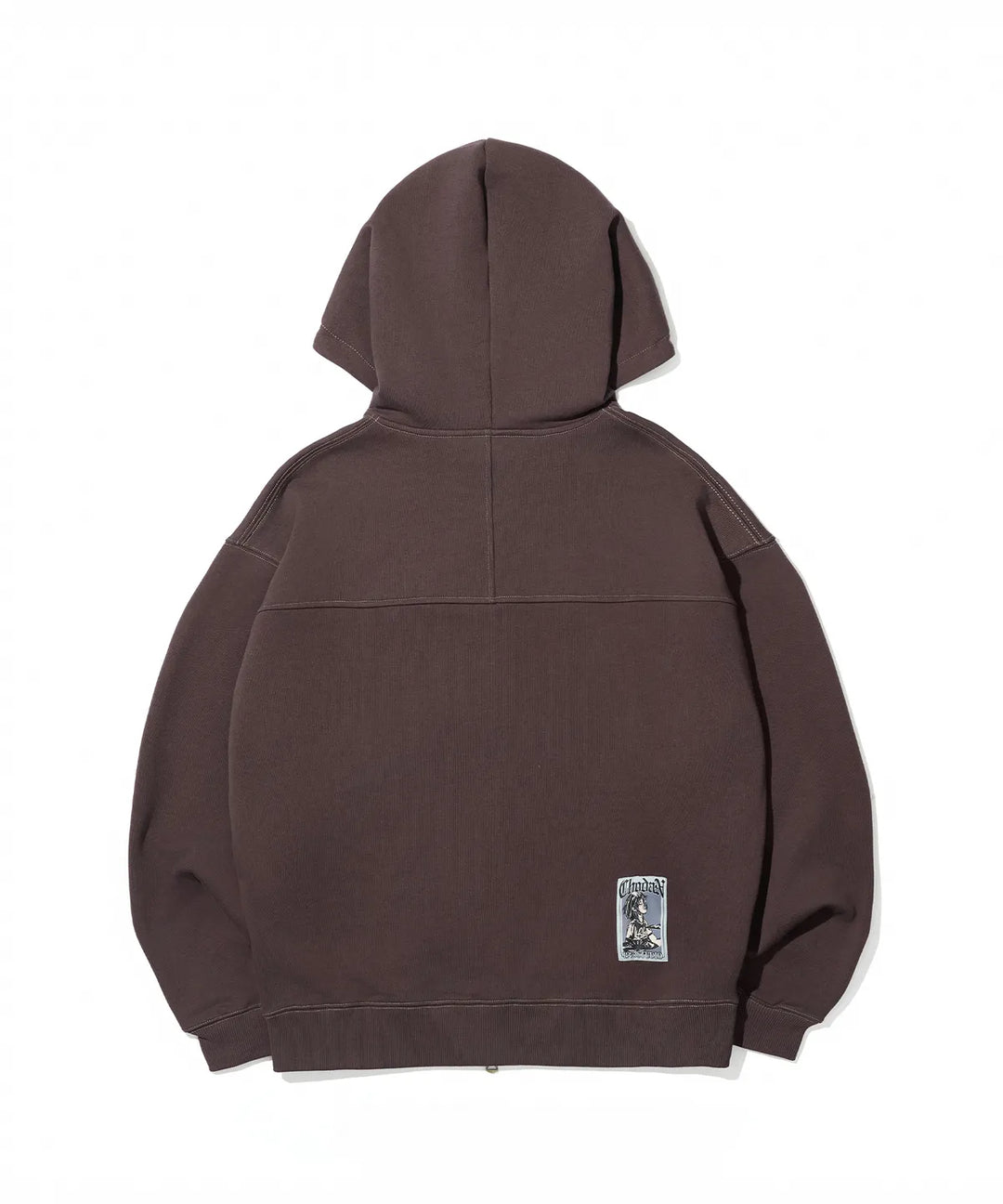 **QWER -Chodan Applique Graphic Hooded Zip-Up_Brown