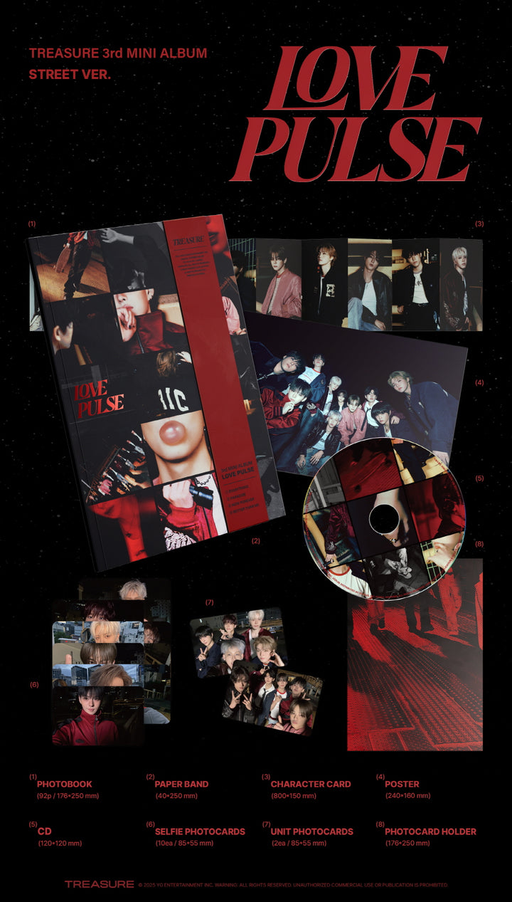 [B2B] TREASURE - 3rd Mini Album [LOVE PULSE] Metal Ver. / (street. ver) TREASURE (트레저) - 3rd MINI ALBUM [LOVE PULSE] METAL / STREET / ROCKCHIC VER.