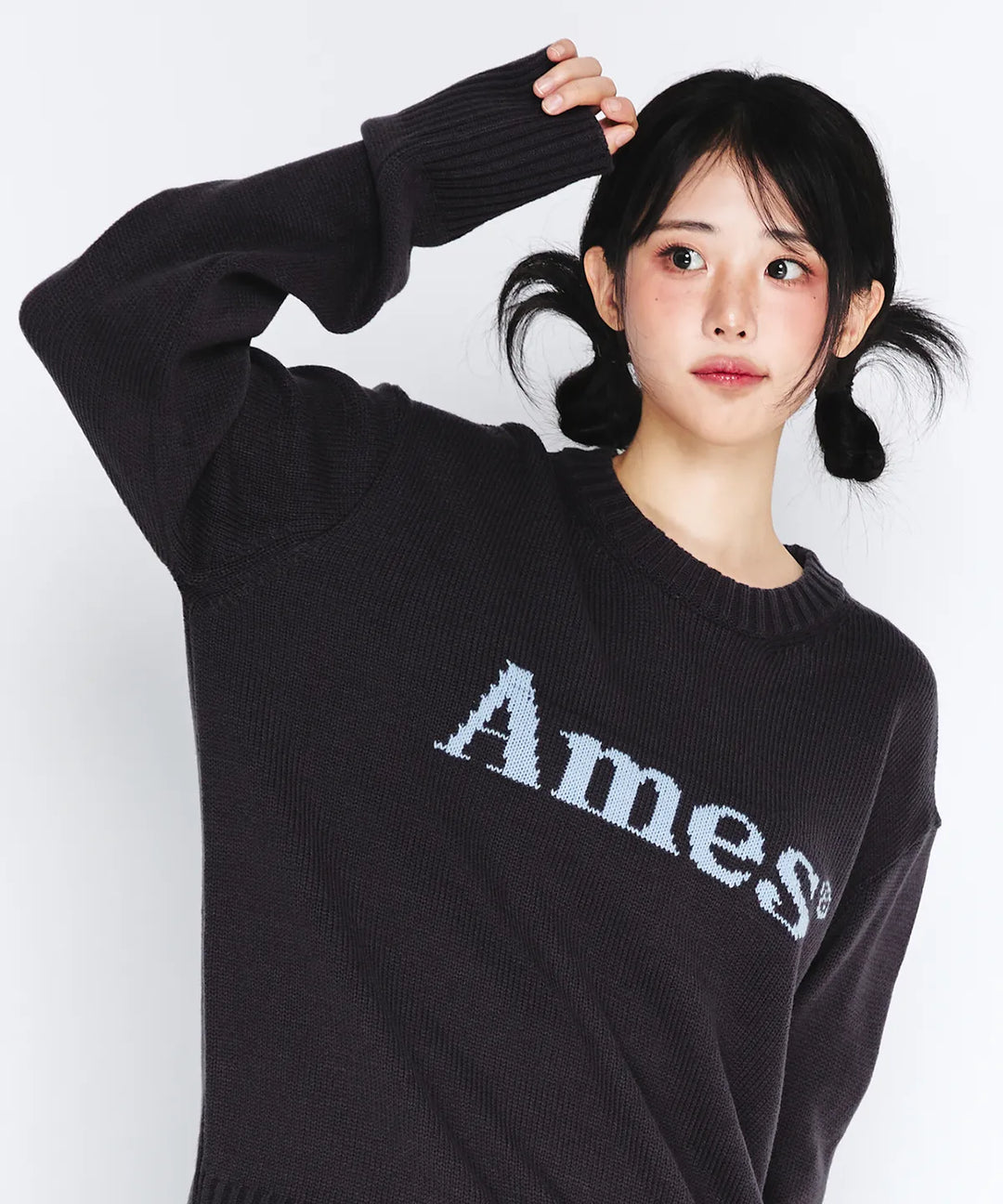 **QWER - Hina BASIC PULLOVER KNIT CHARCOAL