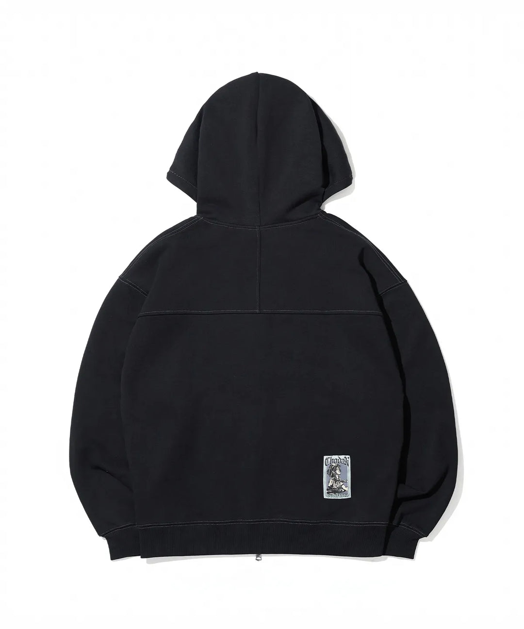 **QWER -Chodan Applique Graphic Hooded Zip-Up_Black