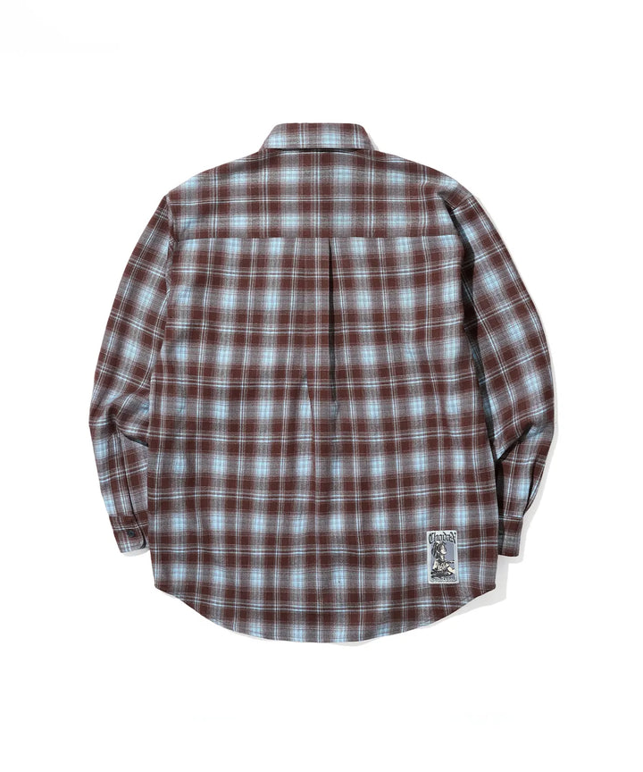 **QWER -Chodan Signature Pose Embroidered Check Shirt_Brown