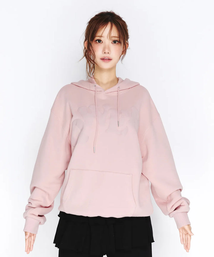**QWER -Ames-Worldwide  QWER BIG TYPO HOODIE PINK