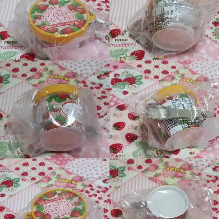 [BUNJANG] Bandai Tabekodoubutsu Strawberry Ice Cream Snack Keyring Bundle / 일본 가챠 4개 일괄 (반다이 타베코도부츠 딸기 아이스크림 과자 키링)