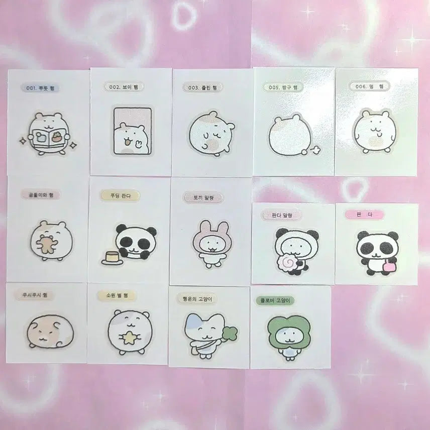 [BUNJANG] Wooyee Artist 14-Piece Sticker Bundle Set / 우이님 띠부씰 14종 일괄 / 우이 작가님 띠부띠부씰 스티커 팝업