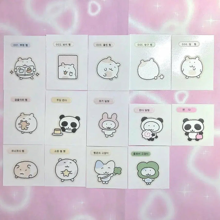 [BUNJANG] Wooyee Artist 14-Piece Sticker Bundle Set / 우이님 띠부씰 14종 일괄 / 우이 작가님 띠부띠부씰 스티커 팝업