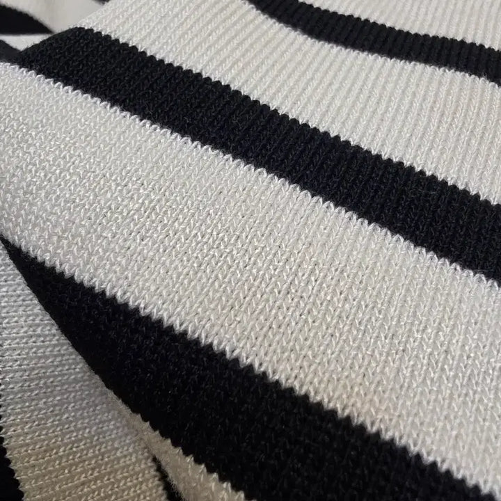 [BUNJANG] Striped Long Sleeve T-shirt (Ivory/Black) / 스트라이프 긴팔 티셔츠 아이보리/블랙