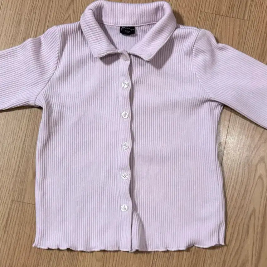 [BUNJANG] Lavender Pink Ribbed Cardigan / 라벤더핑크 골지 카라 가디건