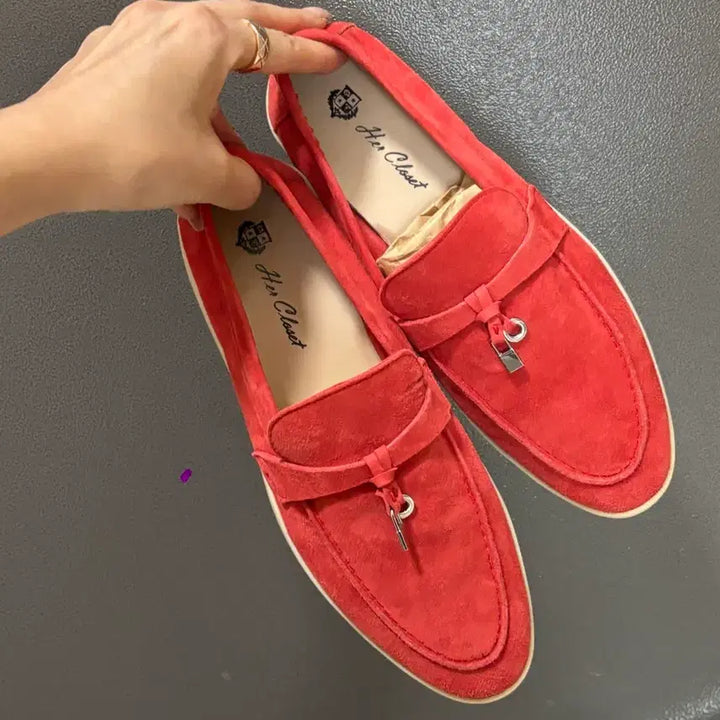 [BUNJANG] Custom Handmade Suede Loafers Red (Size 240) / 고급 스웨이드 로퍼 (맞춤 수제화 240)