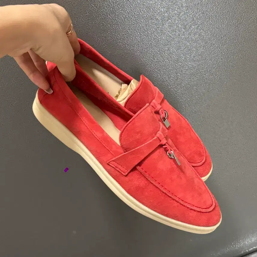 [BUNJANG] Custom Handmade Suede Loafers Red (Size 240) / 고급 스웨이드 로퍼 (맞춤 수제화 240)