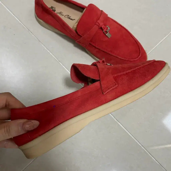 [BUNJANG] Custom Handmade Suede Loafers Red (Size 240) / 고급 스웨이드 로퍼 (맞춤 수제화 240)