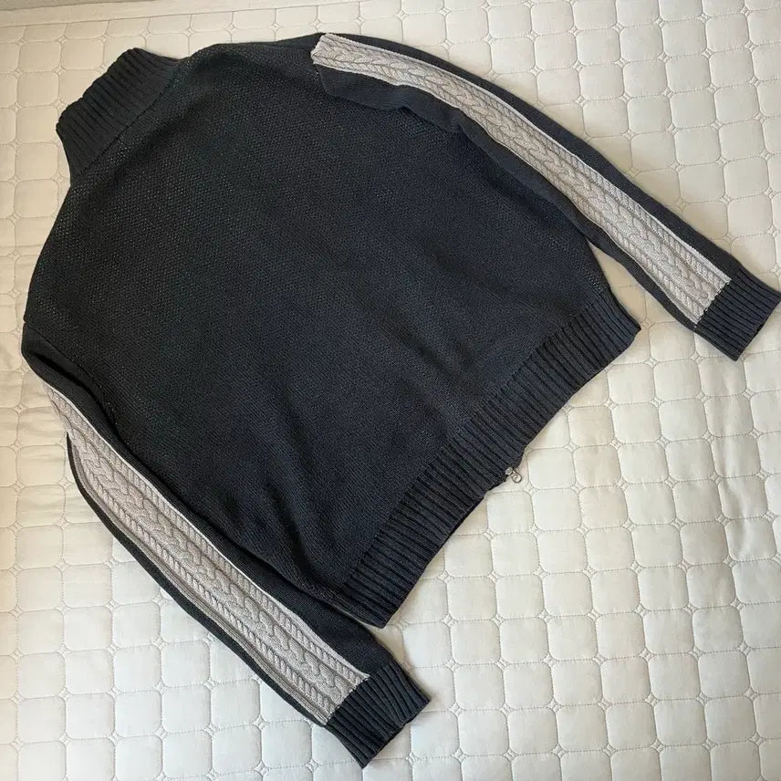 [BUNJANG] A.C.K.A.M Jacquard Zip-Up Sweater Dark Gray Size 2 / 아캄 선 자카드 집업 스웨터 니트 다크그레이 사이즈2