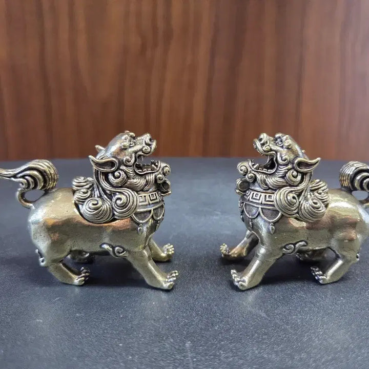 [BUNJANG] Brass Haetae Incense Burner Pair Ornament / 황동 해태상 향로 한 쌍 장식품