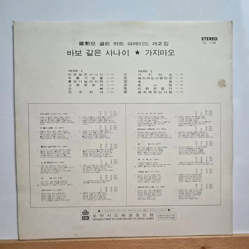 [BUNJANG] Na Hoon-a Golden Parade Vol. 2 LP Album / 나훈아 골든퍼레이드 제 2집 LP 앨범  5149