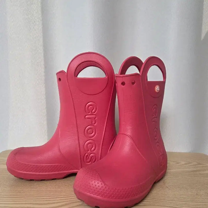 [SOLD OUT] 크록스 핑크색 유아 레인부츠 장화(210)