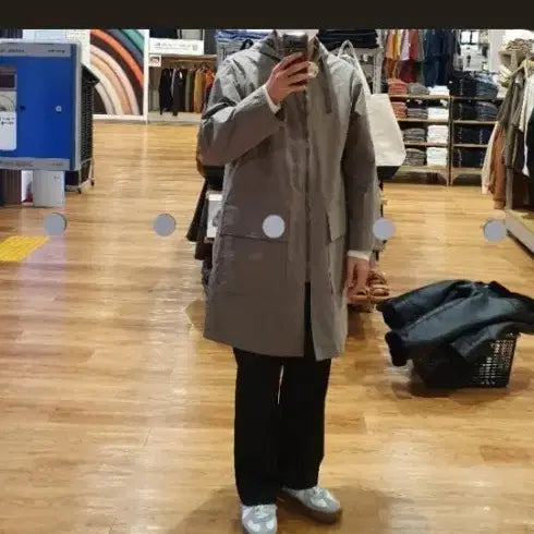 [BUNJANG] Uniqlo U Hooded Coat Natural / Gray L / Uniqlo U 후디드 코트 네추럴 / 그레이 L