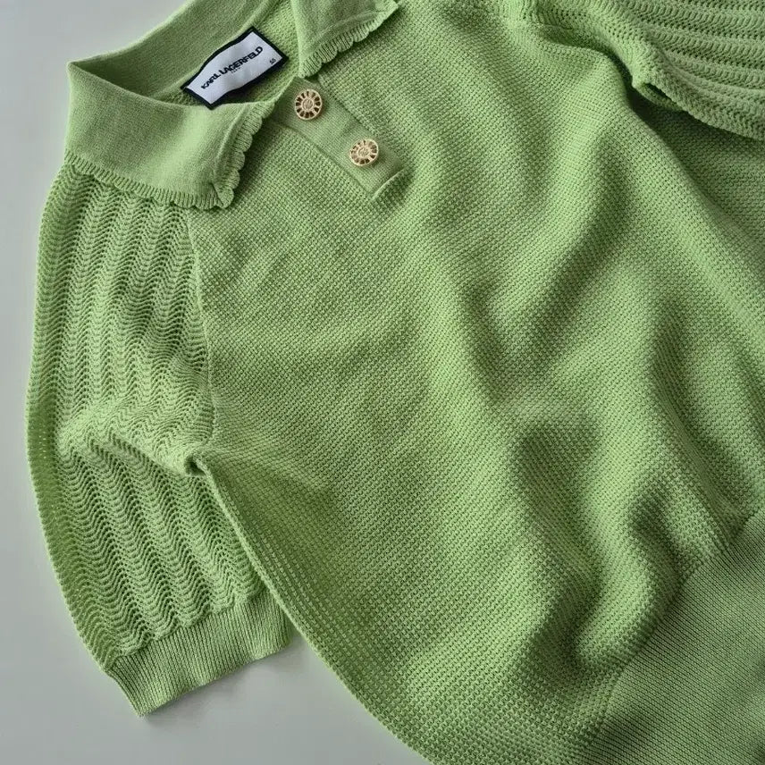 [BUNJANG] Karl Lagerfeld Short Sleeve Knit Sweater / 칼라거펠트 시원한 반팔니트 스웨터(SB8