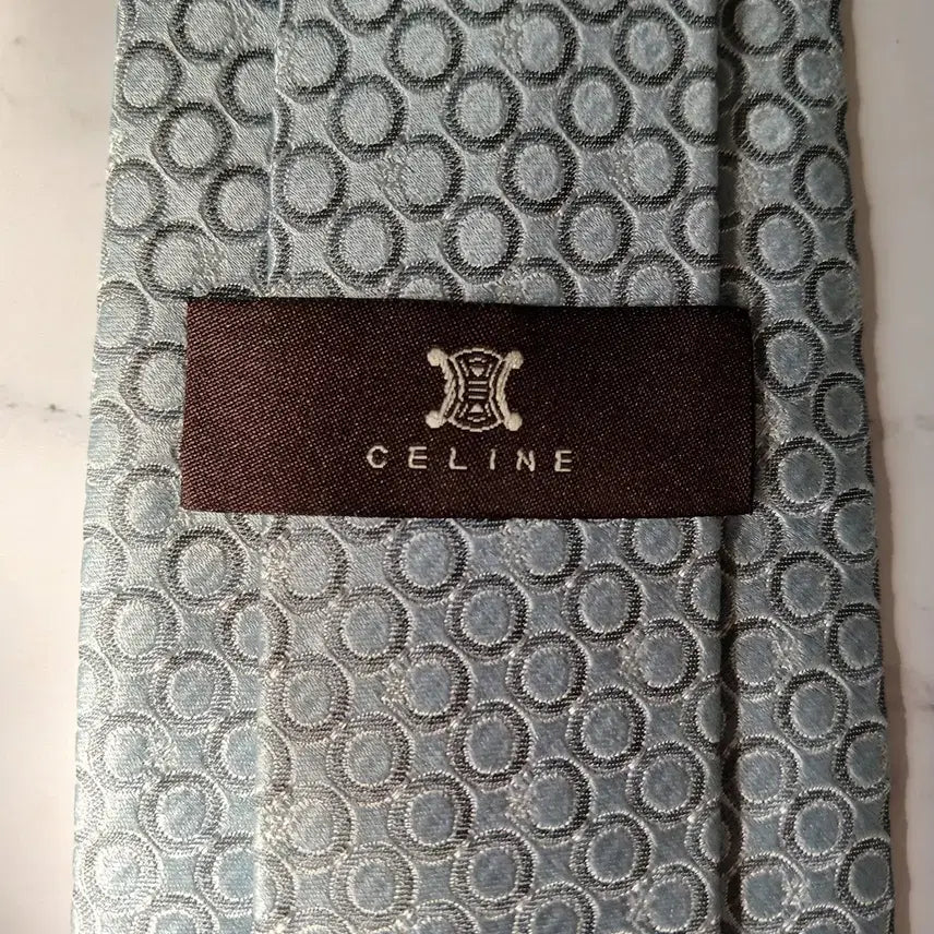 [SOLD OUT] 셀린느 실크 블루 트리오페 패턴 넥타이 8.9cm A+등급 E894