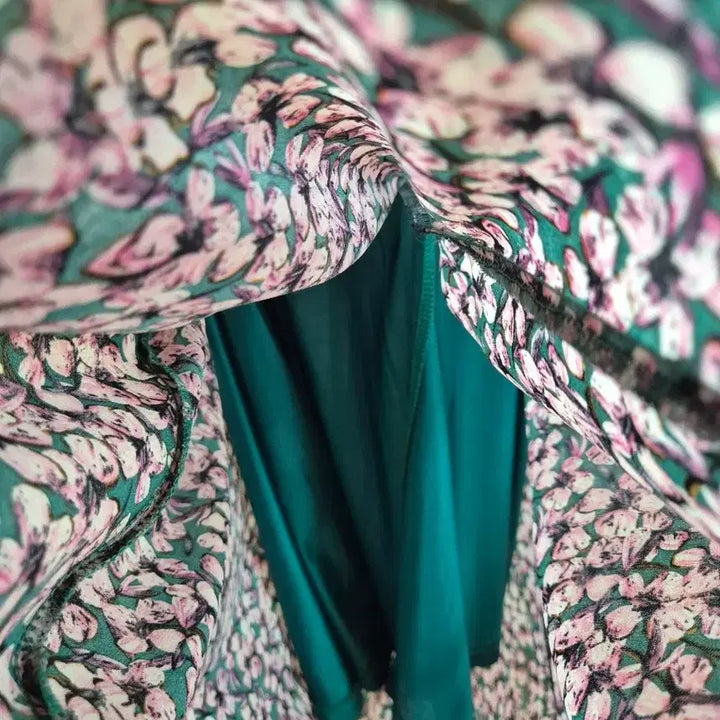 [BUNJANG] Chicline Floral Print Short Sleeve Long Dress / chicline 꽃무늬 반팔 롱 원피스