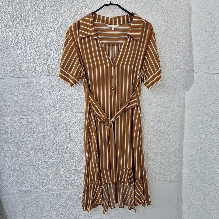 [SOLD OUT] 에고이스트 브라운 스트라이프 셔츠 원피스